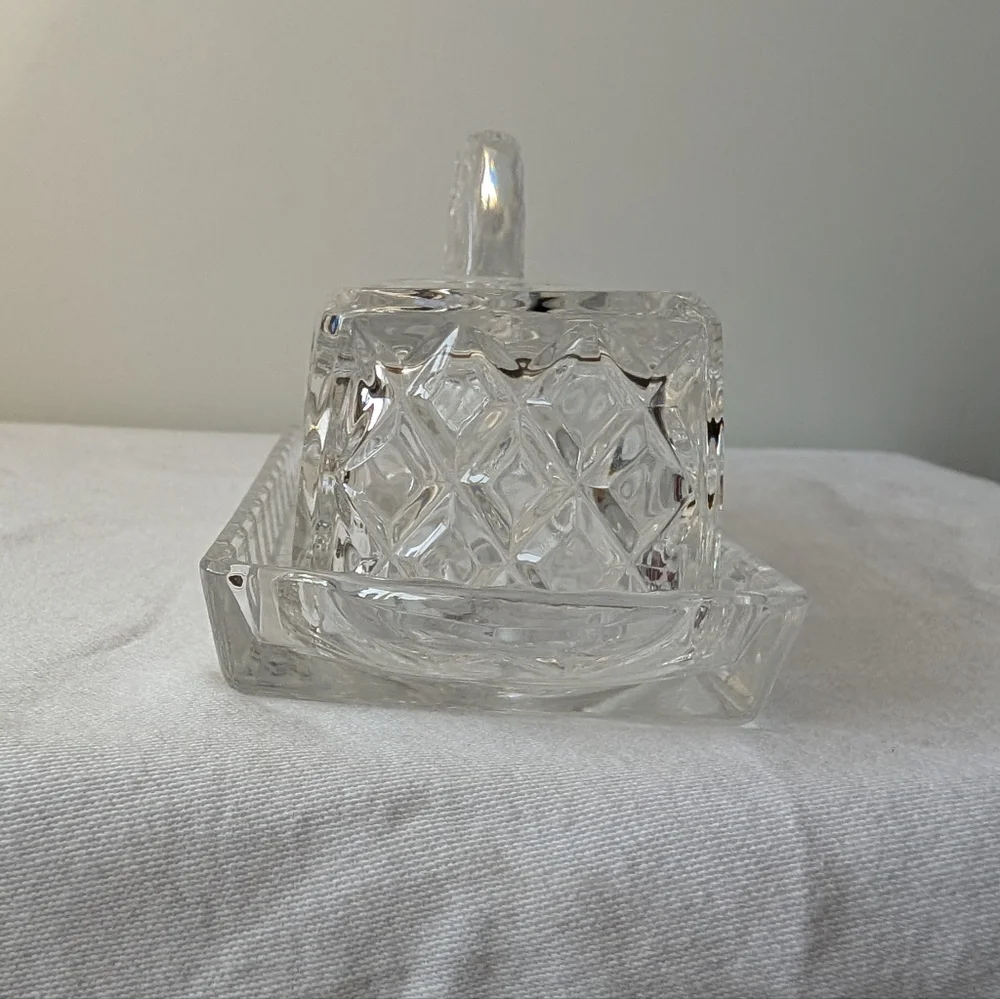 Gorham Crystal King Edward Covered Butter Dish Discontinued